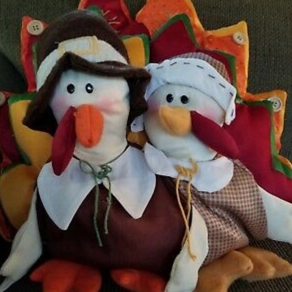 Thanksgiving Decoration Mr & Mrs Tom Turkey Pillow